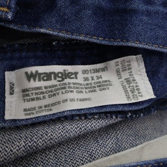 Wrangler Jeans Mens 36x34 (Fits 34x33.25) Blue Cowboy Cut Dark Wash - Picture 9 of 10